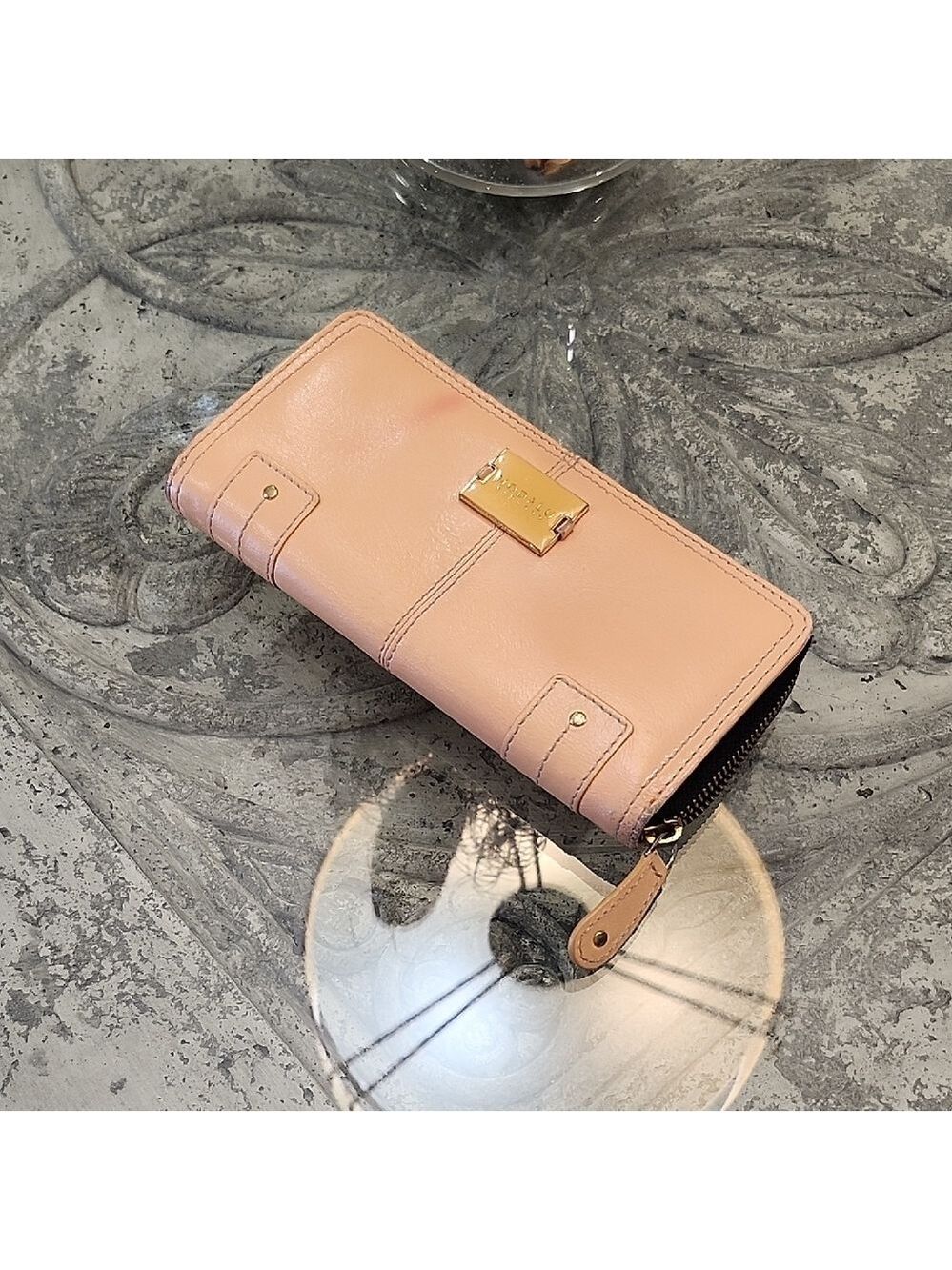 Modalu London Pink/ Cream Zip around Large Wallet